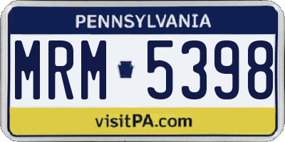 PA license plate MRM5398