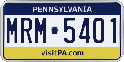 PA license plate MRM5401