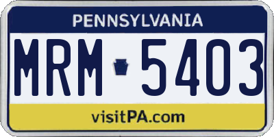 PA license plate MRM5403