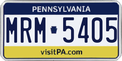 PA license plate MRM5405