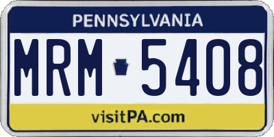 PA license plate MRM5408