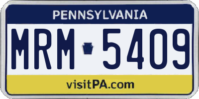 PA license plate MRM5409