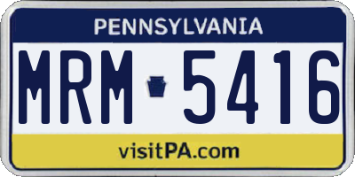 PA license plate MRM5416