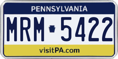 PA license plate MRM5422
