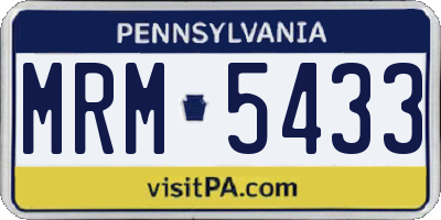 PA license plate MRM5433
