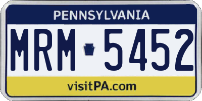 PA license plate MRM5452