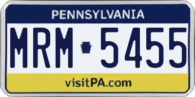 PA license plate MRM5455