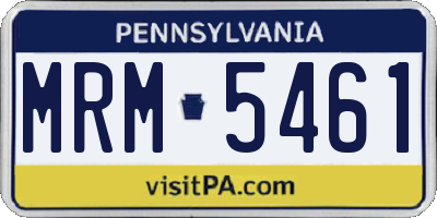 PA license plate MRM5461