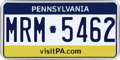 PA license plate MRM5462