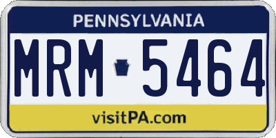 PA license plate MRM5464
