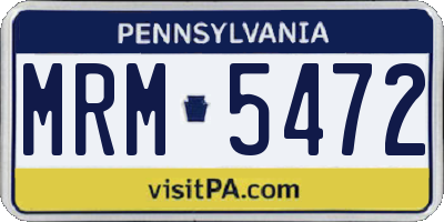 PA license plate MRM5472