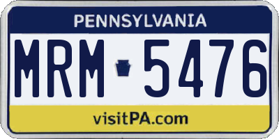 PA license plate MRM5476