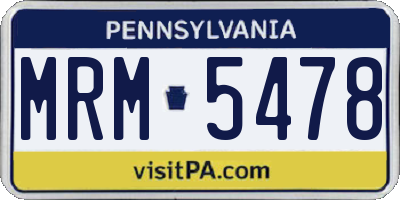 PA license plate MRM5478