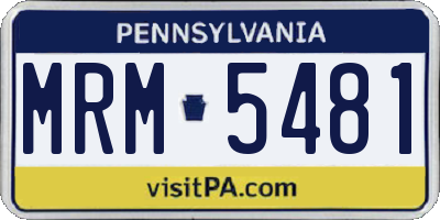 PA license plate MRM5481