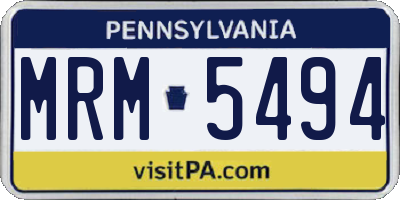 PA license plate MRM5494