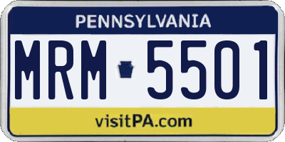 PA license plate MRM5501