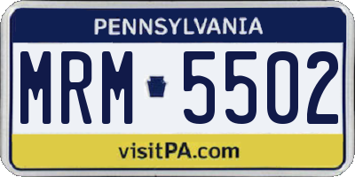 PA license plate MRM5502