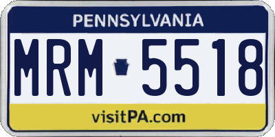 PA license plate MRM5518