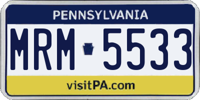 PA license plate MRM5533