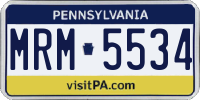 PA license plate MRM5534