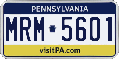 PA license plate MRM5601