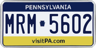 PA license plate MRM5602