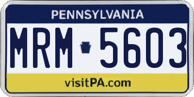PA license plate MRM5603