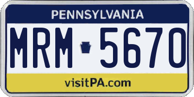 PA license plate MRM5670