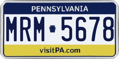 PA license plate MRM5678