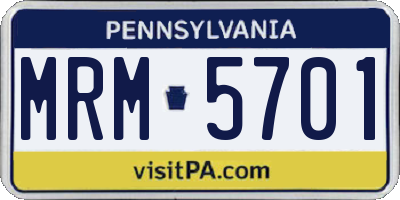 PA license plate MRM5701