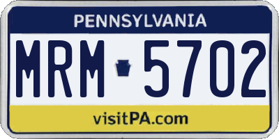 PA license plate MRM5702