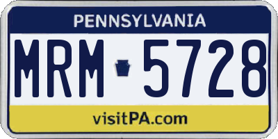 PA license plate MRM5728