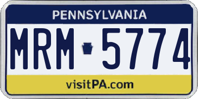 PA license plate MRM5774