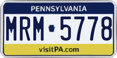 PA license plate MRM5778