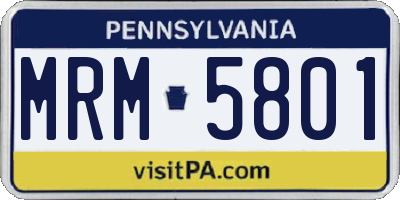 PA license plate MRM5801