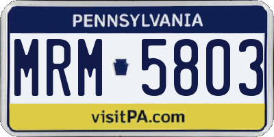 PA license plate MRM5803