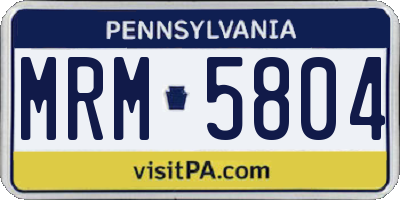 PA license plate MRM5804