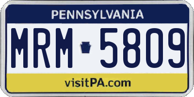 PA license plate MRM5809