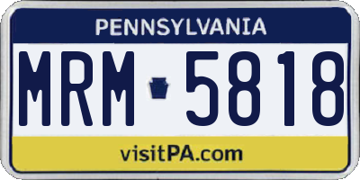PA license plate MRM5818