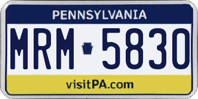 PA license plate MRM5830