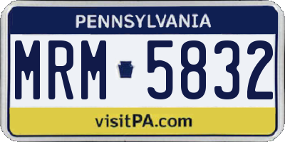 PA license plate MRM5832