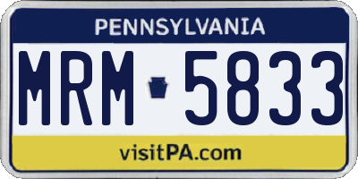 PA license plate MRM5833