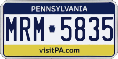PA license plate MRM5835