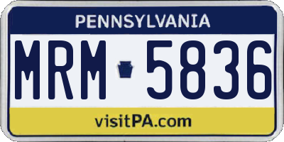 PA license plate MRM5836