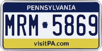 PA license plate MRM5869