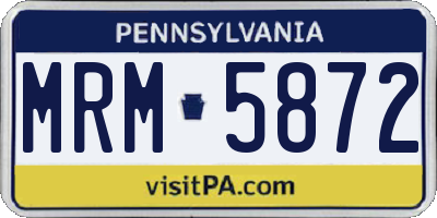 PA license plate MRM5872