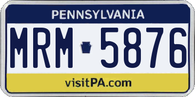 PA license plate MRM5876