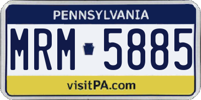 PA license plate MRM5885