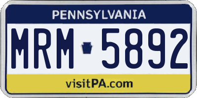 PA license plate MRM5892