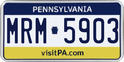 PA license plate MRM5903